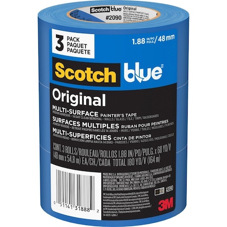 Scotch Painter's Tape, Multi Surface, 1.88"x60 Yds, 3/PK, Blue PK MMM209048EP3
